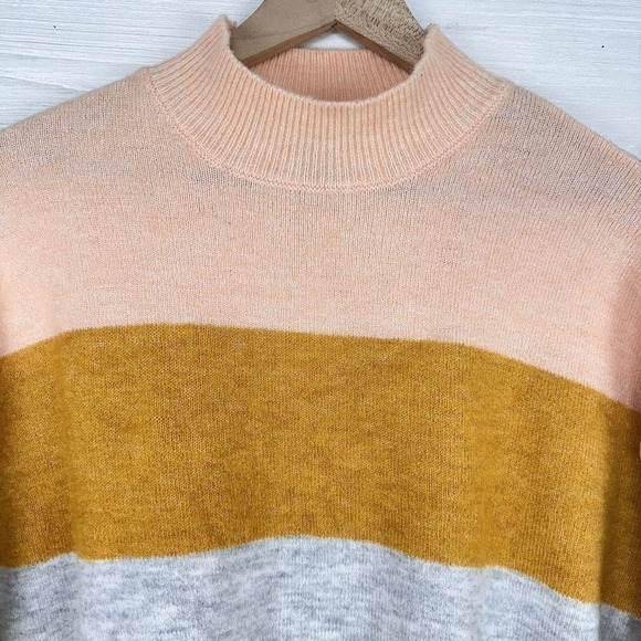 Forever 21 Womens Sweater Medium‎ Mock Neck Long Sleeve Color Block Multicolor - Picture 3 of 13